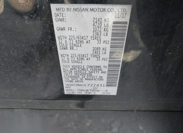 5N1AT2MVXJC727431 2018 2018 Nissan Rogue- SV 9