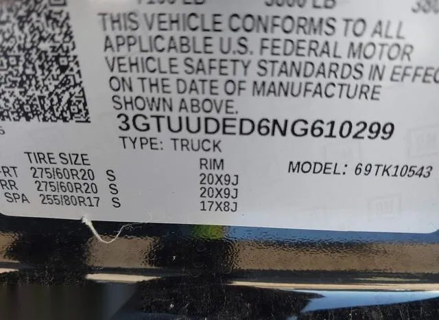 3GTUUDED6NG610299 2022 2022 GMC Sierra- 1500 4Wd  Short Box 9