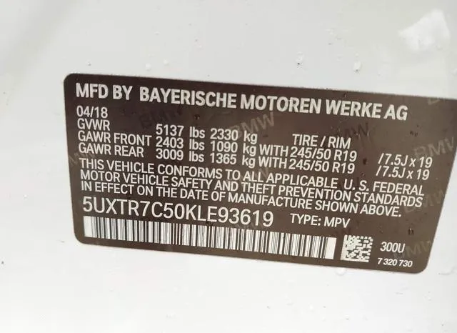 5UXTR7C50KLE93619 2019 2019 BMW X3- Sdrive30I 9