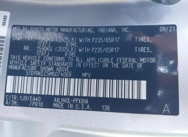 5TDYRKEC5MS074069 2021 2021 Toyota Sienna- Xle 9