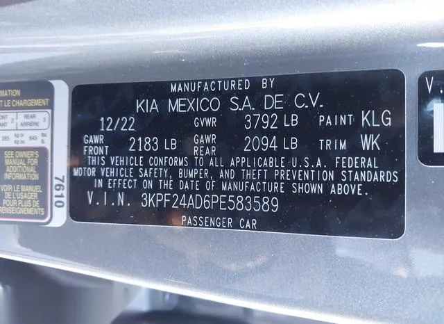 3KPF24AD6PE583589 2023 2023 KIA Forte- Lxs 9