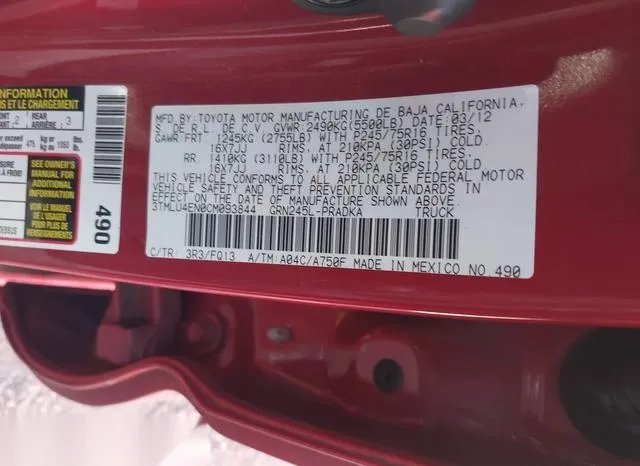 3TMLU4EN0CM093844 2012 2012 Toyota Tacoma- Base V6 9