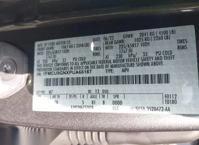 1FMCU9GNXPUA66187 2023 2023 Ford Escape- Active 9