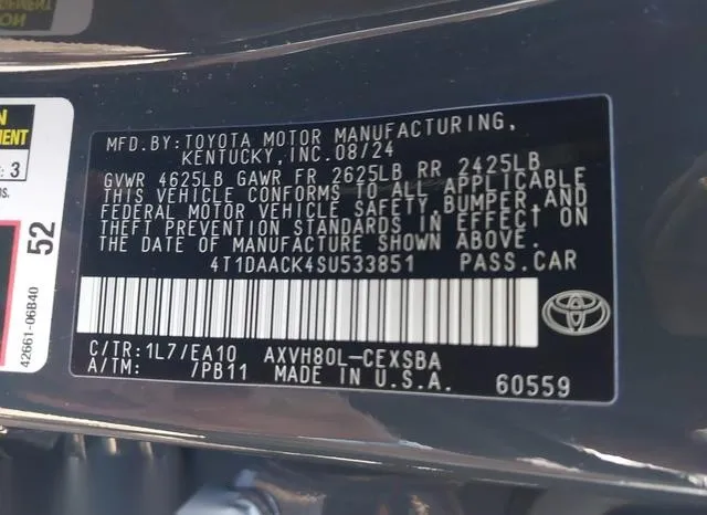 4T1DAACK4SU533851 2025 2025 Toyota Camry- SE 9