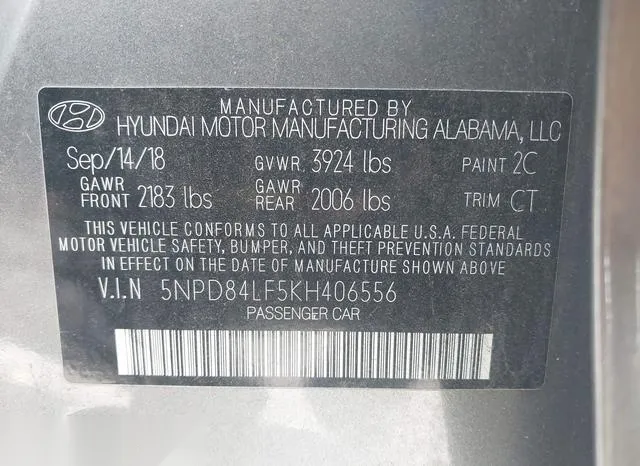 5NPD84LF5KH406556 2019 2019 Hyundai Elantra- Sel 9