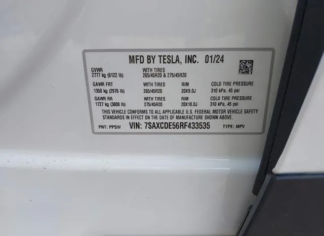 7SAXCDE56RF433535 2024 2024 Tesla Model X- Long Range 9