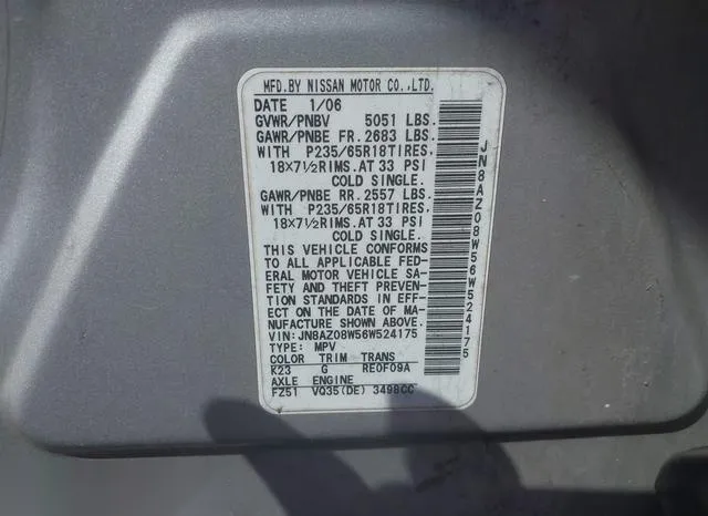 JN8AZ08W56W524175 2006 2006 Nissan Murano- S 9