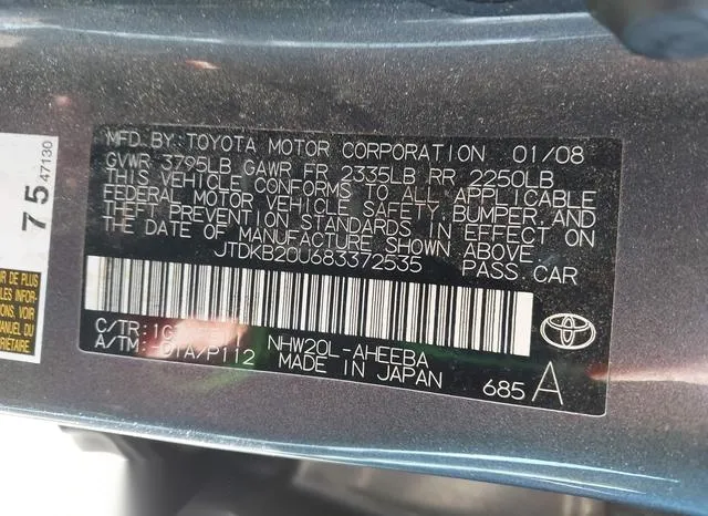 JTDKB20U683372535 2008 2008 Toyota Prius 9