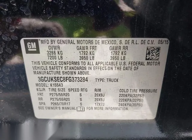 3GCUKSEC8FG373284 2015 2015 Chevrolet Silverado 1500- 2LZ 9