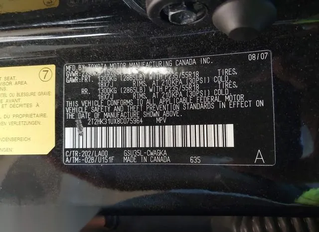 2T2HK31UX8C075964 2008 2008 Lexus RX- 350 9