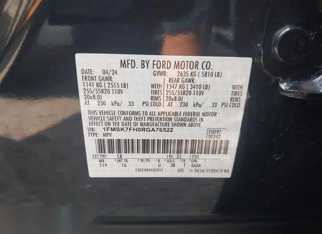 1FMSK7FH0RGA76522 2024 2024 Ford Explorer- Limited 9