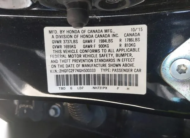 2HGFC2F74GH500333 2016 2016 Honda Civic- EX 9