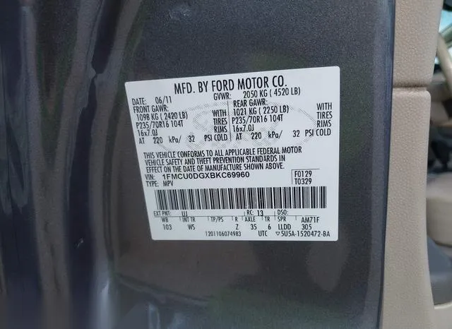 1FMCU0DGXBKC69960 2011 2011 Ford Escape- Xlt 9