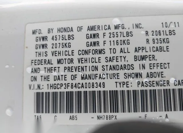 1HGCP3F84CA008349 2012 2012 Honda Accord- 3-5 Ex-L 9