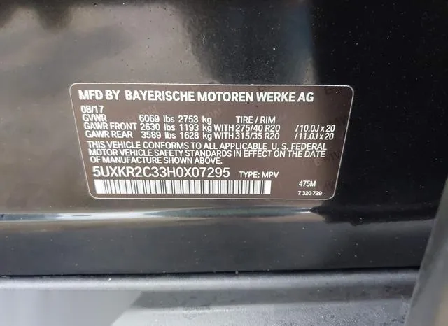 5UXKR2C33H0X07295 2017 2017 BMW X5- Sdrive35I 9