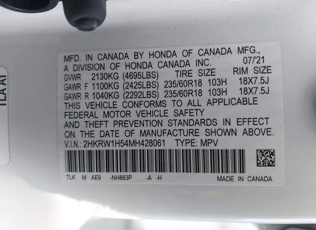 2HKRW1H54MH428061 2021 2021 Honda CR-V- 2Wd Ex 9