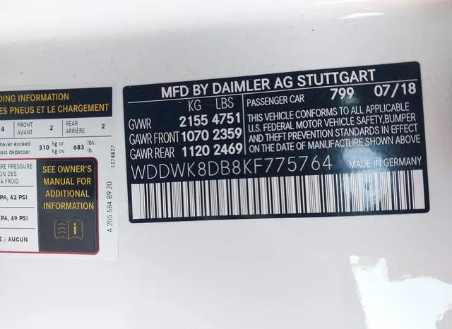 WDDWK8DB8KF775764 2019 2019 Mercedes-Benz C 300 9