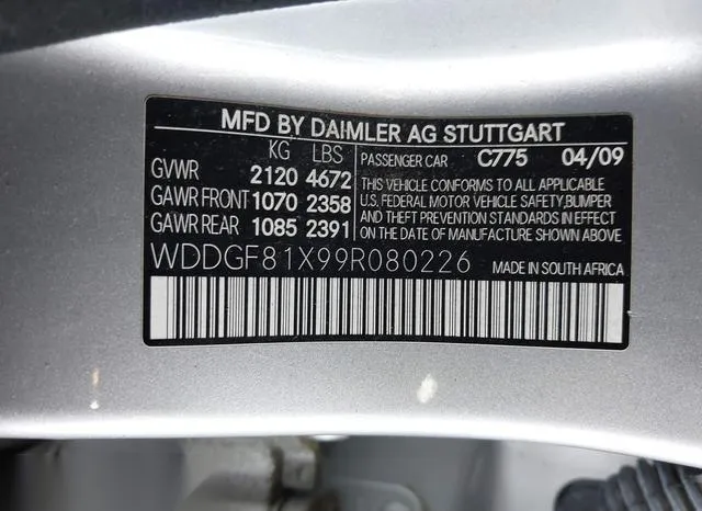 WDDGF81X99R080226 2009 2009 Mercedes-Benz C 300- Luxury 4Mat 9