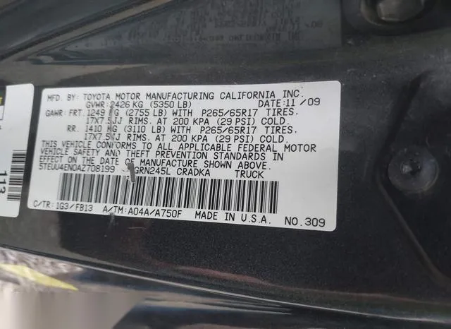 5TEUU4EN0AZ708199 2010 2010 Toyota Tacoma- Base V6 9