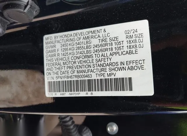 5FNYF8H67RB009463 2024 2024 Honda Passport- Awd Trailsport 9