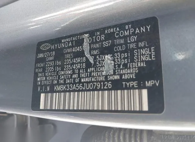 KM8K33A56JU079126 2018 2018 Hyundai Kona- Limited 9