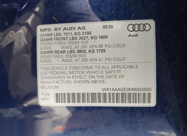 WA1AAAGE3MB002550 2021 2021 Audi E-Tron- Premium Quattro 9