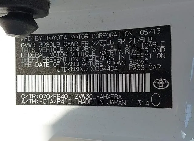 JTDKN3DU7D0354404 2013 2013 Toyota Prius- Two 9