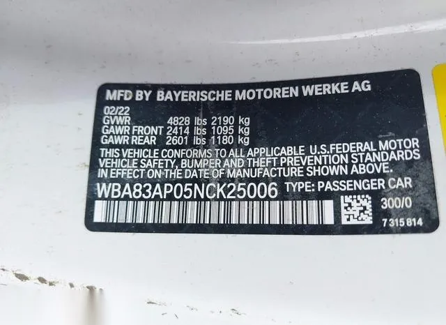 WBA83AP05NCK25006 2022 2022 BMW 4 Series- M440I 9