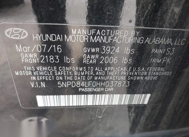 5NPD84LF0HH037873 2017 2017 Hyundai Elantra- Limited 9