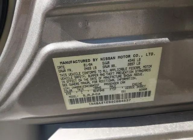 1N4BA41E94C884537 2004 2004 Nissan Maxima- 3-5 SL 9