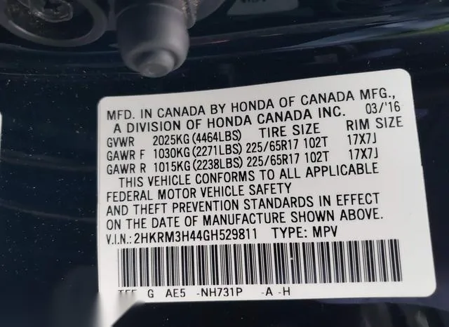 2HKRM3H44GH529811 2016 2016 Honda CR-V- SE 9