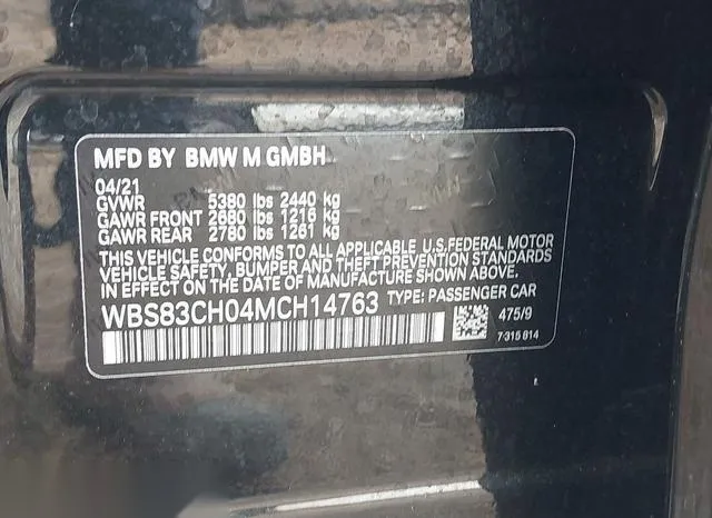 WBS83CH04MCH14763 2021 2021 BMW M5 9