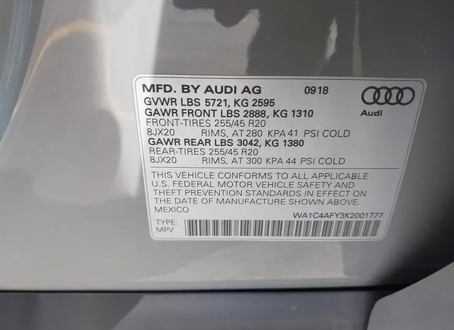 WA1C4AFY3K2001777 2019 2019 Audi SQ5- 3-0T Premium 9