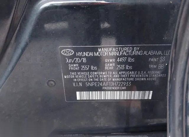 5NPE24AF1JH722933 2018 2018 Hyundai Sonata- SE 9