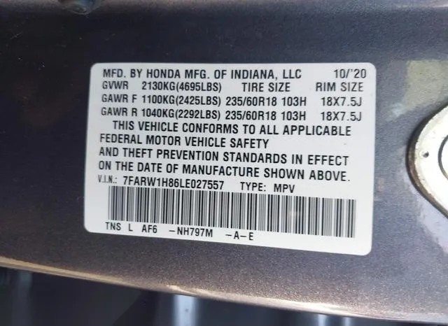 7FARW1H86LE027557 2020 2020 Honda CR-V- 2Wd Ex-L 9