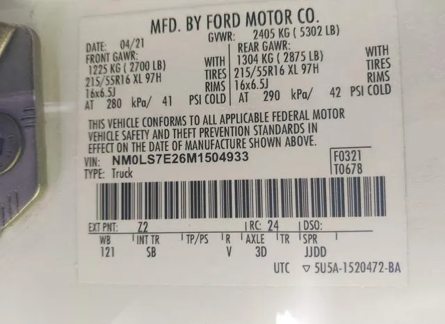 NM0LS7E26M1504933 2021 2021 Ford Transit- Connect Xl Cargo Van 9