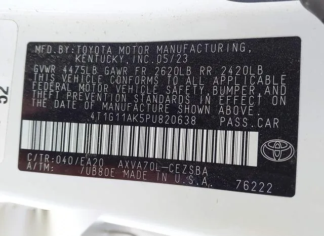 4T1G11AK5PU820638 2023 2023 Toyota Camry- SE 9