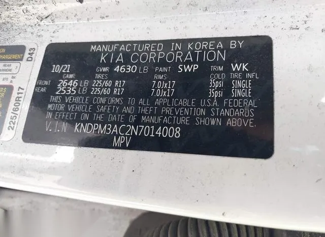 KNDPM3AC2N7014008 2022 2022 KIA Sportage- LX 9