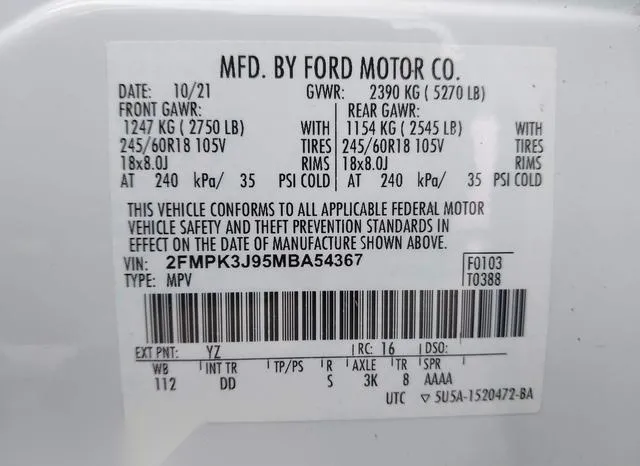 2FMPK3J95MBA54367 2021 2021 Ford Edge- Sel 9