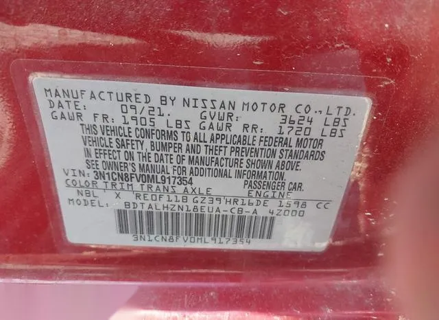 3N1CN8FV0ML917354 2021 2021 Nissan Versa- Sr Xtronic Cvt 9