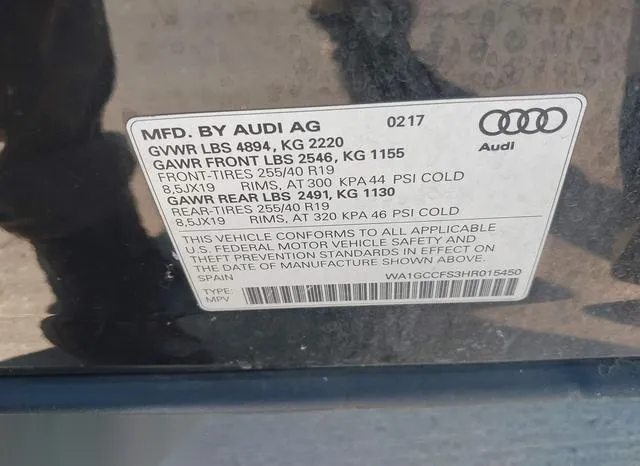 WA1GCCFS3HR015450 2017 2017 Audi Q3- 2-0T Premium 9