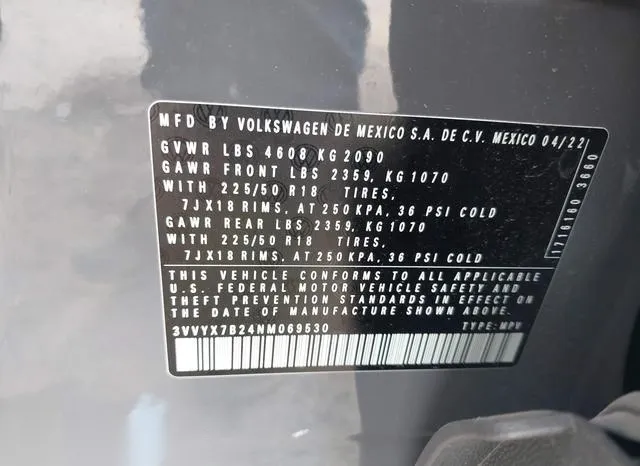 3VVYX7B24NM069530 2022 2022 Volkswagen Taos- 1-5T Se 9