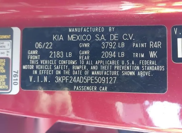 3KPF24AD5PE509127 2023 2023 KIA Forte- Lxs 9