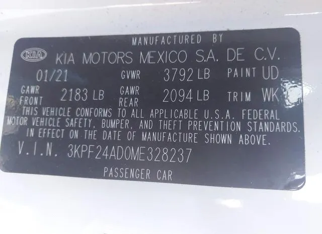 3KPF24AD0ME328237 2021 2021 KIA Forte- FE 9