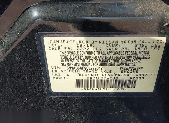 3N1AB6AP9CL777042 2012 2012 Nissan Sentra- 2-0 SR 9