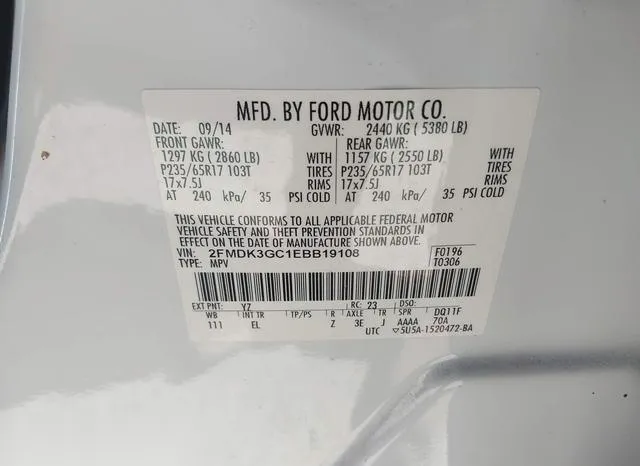 2FMDK3GC1EBB19108 2014 2014 Ford Edge- SE 9