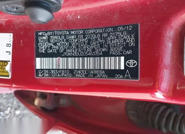 JTDKN3DU2C5463354 2012 2012 Toyota Prius- Three 9