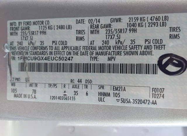 1FMCU9GX4EUC50247 2014 2014 Ford Escape- SE 9