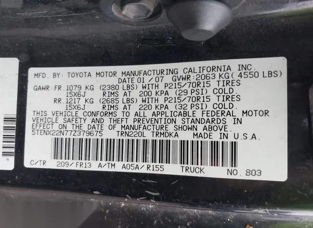 5TENX22N77Z379675 2007 2007 Toyota Tacoma 9