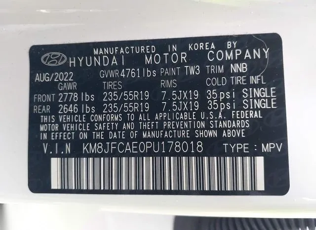 KM8JFCAE0PU178018 2023 2023 Hyundai Tucson- N Line 9